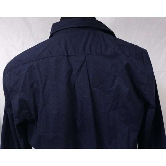 VAN HEUSEN Mens Medium 15-15.5 Dark Blue Diamonds Dots Classic Fit Button Shirt - Picture 8 of 10